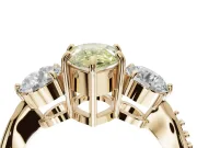 Pear-Shaped Three Stone Engagement Ring Setting for a Fancy Yellow Lab-Grown Diamond | Tapered Pave Band | Yellow Gold