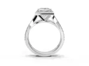 Princess Cut Halo Pavé Engagement Ring Setting | Narrow Split Shank | Platinum