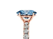 Oval Pave Engagement Ring Setting for a Fancy Blue Lab-Grown Diamond | Shared Prong Band | Rose Gold
