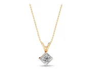 Princess Cut Lab-Grown Diamond Solitaire Pendant Necklace | Split Bail | Yellow Gold