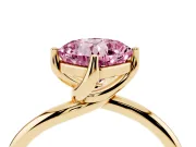 Cushion Cut Bypass Solitaire Engagement Ring Setting for a Fancy Pink Lab-Grown Diamond | Plain Band | Yellow Gold