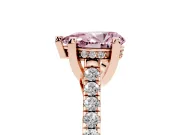 Pear-Shaped Hidden Halo Pave Engagement Ring Setting for a Fancy Pink Lab-Grown Diamond | Claw Prongs | Rose Gold