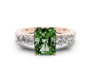 Radiant Cut 5 Stone Engagement Ring Setting for a Fancy Green Lab-Grown Diamond | Rose Gold