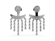 Round Lab-Grown Diamond Cluster Chandelier Drop Earrings | Five Strands | Platinum