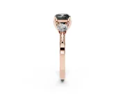 Cushion Cut Hidden Halo Three Stone Engagement Ring Setting for a Black Center | Rose Gold