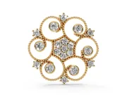 Round Lab-Grown Diamond Milgrain Flower Medallion Pendant Necklace | Bezel Petals | Yellow Gold