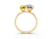 Fancy Yellow Emerald Cut and Emerald Cut Toi Moi Ring Set in Yellow gold with Prong Setting