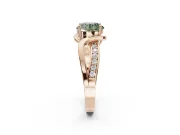 Round Bypass Solitaire Engagement Ring Setting for a Fancy Green Lab-Grown Diamond | Pavé and Plain Strands | Rose Gold