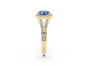 Round Halo Engagement Ring Setting for a Fancy Blue Lab-Grown Diamond | Pave Split Shank | Yellow Gold