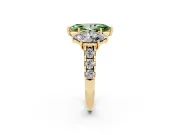 Marquise Three Stone Engagement Ring Setting for a Fancy Green Lab-Grown Diamond | Accented Shoulders | Yellow Gold