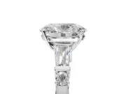 Oval Tapered Baguette Engagement Ring Setting | Bar Set Sides | White Gold