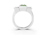 Fancy Green Oval Cut Diamond Three-Stone Channel Set Ring Set in Platinum with Smooth Polished Band