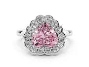 Heart-Shaped Scalloped Cluster Halo Engagement Ring Setting for a Fancy Pink Lab-Grown Diamond | Plain Band | Platinum