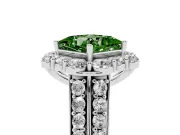 Fancy Green Princess Cut Diamond Halo Engagement Ring Set in Silver with Split Shank and Prong Setting
