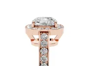Cushion Cut Framed Halo Engagement Ring Setting | Graduated Pavé Band | Rose Gold