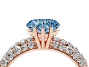 Heart-Shaped Multi Row Pave Engagement Ring Setting for a Fancy Blue Lab-Grown Diamond | Rose Gold
