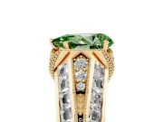 Fancy Green Pear Cut Diamond Vintage-Inspired Milgrain Ring Set in Yellow gold with Accent Split Shank
