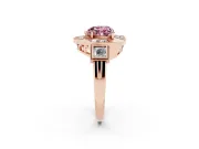 Heart-Shaped Milgrain Sectioned Halo Engagement Ring Setting for a Fancy Pink Lab-Grown Diamond | Rose Gold