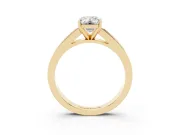 Emerald Cut Diamond Solitaire Ring Set in Yellow gold with Channel-Set Band and Prong Setting