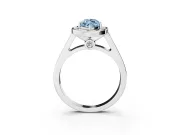 Fancy Blue Marquise Cut Diamond Halo Solitaire Ring Set in Platinum with Pavé Band and Bezel Setting