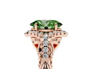 Oval Hidden Halo Filigree Engagement Ring Setting for a Fancy Green Lab-Grown Diamond | Rose Gold