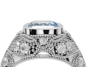 Asscher Cut Vintage Bezel Engagement Ring Setting for a Fancy Blue Lab-Grown Diamond | Platinum