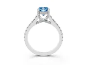 Cushion Cut Hidden Halo Pave Engagement Ring Setting for a Fancy Blue Lab-Grown Diamond | Claw Prongs | Platinum