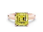 Asscher Cut Solitaire Engagement Ring Setting for a Fancy Yellow Lab-Grown Diamond | Flat Tab Prongs | Rose Gold
