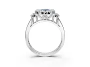 Oval Halo Engagement Ring Setting for a Fancy Blue Lab-Grown Diamond | Graduated Channel Band | Sterling Silver