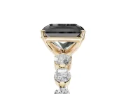Radiant Cut Graduated Side Stone Engagement Ring Setting for a Black Center | Yellow Gold