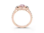 Pear-Shaped Engagement Ring Setting for a Fancy Pink Lab-Grown Diamond | Three Stone | Rose Gold
