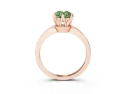 Fancy Green Oval Cut Diamond Solitaire Engagement Ring Set in Rose gold with Slim Tapered Solitaire Band