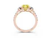 Cushion Cut Engagement Ring Setting for a Fancy Yellow Lab-Grown Diamond | Three Stone | Rose Gold
