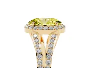 Oval Split Shank Halo Engagement Ring Setting for a Fancy Yellow Lab-Grown Diamond | Yellow Gold