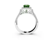 Radiant Cut Halo Engagement Ring Setting for a Fancy Green Lab-Grown Diamond | Pavé Panel Shoulders | Sterling Silver