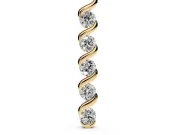 Round Lab-Grown Diamond Twist Spiral Pendant Necklace | Wrapped Ribbon | Yellow Gold
