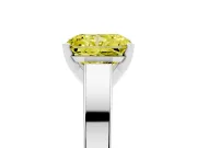 Fancy Yellow Radiant Cut Diamond Solitaire Engagement Ring Set in Platinum with Prong Setting and Tapered Band