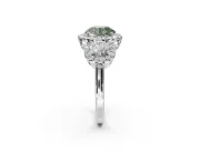 Round Three Stone Halo Engagement Ring Setting for a Fancy Green Lab-Grown Diamond | Platinum