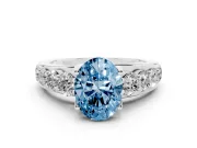 Oval Graduated Engagement Ring Setting for a Fancy Blue Lab-Grown Diamond | Platinum