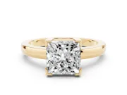 Princess Cut Solitaire Engagement Ring Setting | Flat Tab Prongs | Yellow Gold