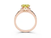 Heart-Shaped Side Stone Engagement Ring Setting for a Fancy Yellow Lab-Grown Diamond | Pave Band | Rose Gold
