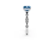 Fancy Blue Asscher Cut Diamond Solitaire Engagement Ring Set in Platinum with Milgrain Bezel Accent Band
