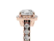 Cushion Cut Halo Engagement Ring Setting | Shared Prong Shoulders | Rose Gold