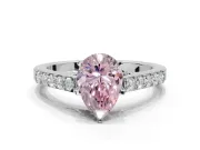 Pear-Shaped Pavé Engagement Ring Setting for a Fancy Pink Lab-Grown Diamond | Crossover Gallery | Sterling Silver