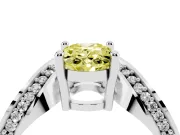 Oval Bypass Engagement Ring Setting for a Fancy Yellow Lab-Grown Diamond | Pavé Ribbon | White Gold