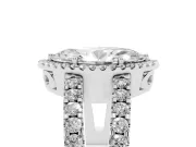 Marquise Halo Split Shank Engagement Ring Setting | Pavé Strands | White Gold