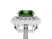 Asscher Cut Halo Engagement Ring Setting for a Fancy Green Lab-Grown Diamond | Polished Halo Rim | Platinum