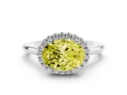 Oval Halo Engagement Ring Setting for a Fancy Yellow Lab-Grown Diamond | Plain Polished Band | White Gold