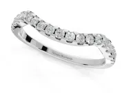 Round Lab-Grown Diamond Pavé Curved Wedding Band | Micro Prong Set | Platinum