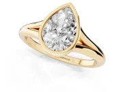 Pear-Shaped Bezel Solitaire Engagement Ring Setting | V Split Shank | Yellow Gold